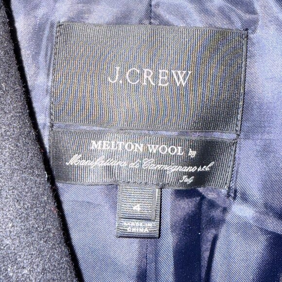 J. Crew Melton Wool Classic Pea Coat Jacket Black plus size 4 - Picture 4 of 9